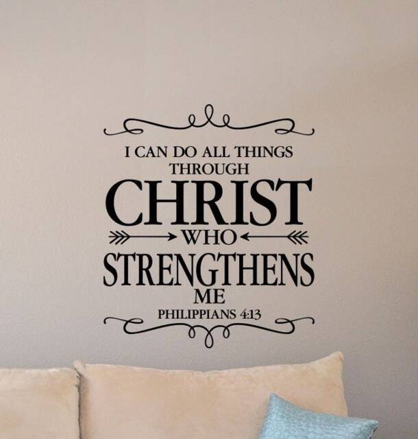 I Can Do All Things Through Christ Who Strengthens Me Wall Decal Poster Religious Sign Home Quote Vinyl Sticker Gift Decor Art 9-50 - image 1