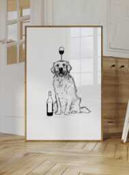 Golden Retriever Wall Art - Drawing, Dog Lovers Gift, Print, Wall Art, Customisable Colour - thumbnail 1