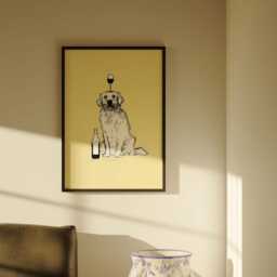 Golden Retriever Wall Art - Drawing, Dog Lovers Gift, Print, Wall Art, Customisable Colour - thumbnail 3