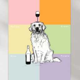 Golden Retriever Wall Art - Drawing, Dog Lovers Gift, Print, Wall Art, Customisable Colour - thumbnail 2