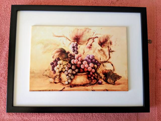 "Grapes Ceramic Wall Art Tile, 8"" By 12" - image 1