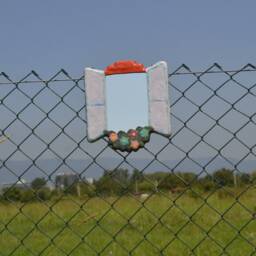 Window Shaped Mirror, Decorative Wall Mirror, Boho New Home Gift, House Warming Yellow Window With Flowers - thumbnail 1