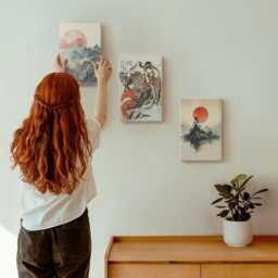 Canvas Set Of 3 - Asian Landscape Paintings & Portraits in The Japandi Style, Beige Wall Art, Landscapes Hanging Piece - thumbnail 3