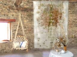 Original Noil Silk Wall Hanging With Botanical Pressed Leaves Ecoprint, Organic Earthy Fiber Arts Of A Tree Life, Unique Home Decor Gift