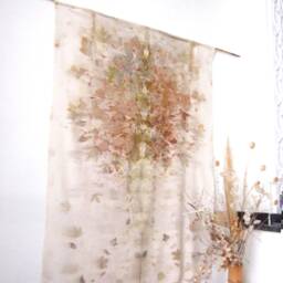 Original Noil Silk Wall Hanging With Botanical Pressed Leaves Ecoprint, Organic Earthy Fiber Arts Of A Tree Life, Unique Home Decor Gift - thumbnail 3