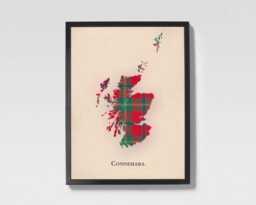Clan Connemara Scottish Tartan Map - Of Scotland Family Wall Decor, Ready To Hang - thumbnail 1