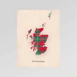 Clan Connemara Scottish Tartan Map - Of Scotland Family Wall Decor, Ready To Hang - thumbnail 2