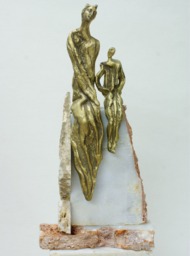 Bronze Mother & Child 100% Solid Pure Fine Bronze Figurine Sculpture Art Handmade Modern Artwork