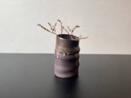 Handmade Burnt Umber Stoneware Vase Minimalist Wabi Sabi Decor - thumbnail 1