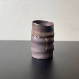 Handmade Burnt Umber Stoneware Vase Minimalist Wabi Sabi Decor - thumbnail 3