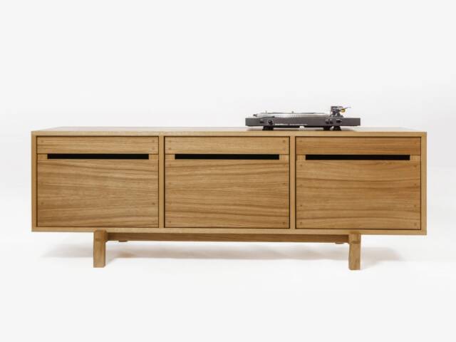 Kunsst Oak Tv Unit, Tv Cupboard, Cabinet, Vinyl Records Stand, Solid Wood, Oak - image 1