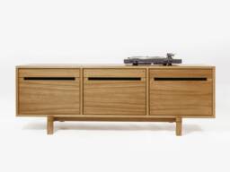Kunsst Oak Tv Unit, Tv Cupboard, Cabinet, Vinyl Records Stand, Solid Wood, Oak - thumbnail 1