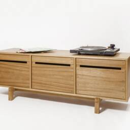 Kunsst Oak Tv Unit, Tv Cupboard, Cabinet, Vinyl Records Stand, Solid Wood, Oak - thumbnail 2