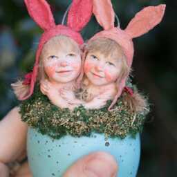 Girlfriends, Easter Decoration, Pixie Girl in Bird Nest, Handmade - thumbnail 4