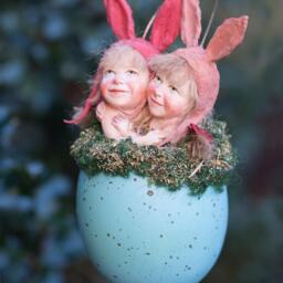 Girlfriends, Easter Decoration, Pixie Girl in Bird Nest, Handmade - thumbnail 2