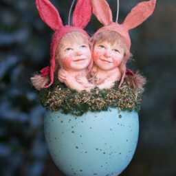 Girlfriends, Easter Decoration, Pixie Girl in Bird Nest, Handmade - thumbnail 3
