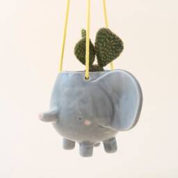 Flying Elephant Hanging Plant Holder. A Cute Shaped Vase in Ceramic. Perfect Gift For Collector. Handmade Italy - thumbnail 3