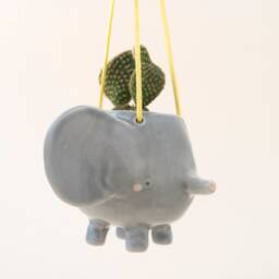 Flying Elephant Hanging Plant Holder. A Cute Shaped Vase in Ceramic. Perfect Gift For Collector. Handmade Italy - thumbnail 2