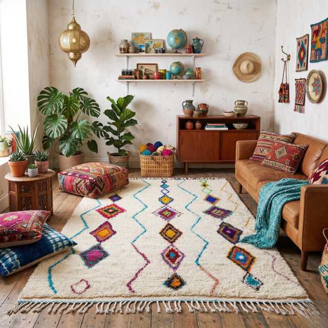 Handmade Beni Ourain Rug, Berber Moroccan Carpet, Custom Size - image 1