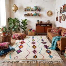 Handmade Beni Ourain Rug, Berber Moroccan Carpet, Custom Size - thumbnail 1