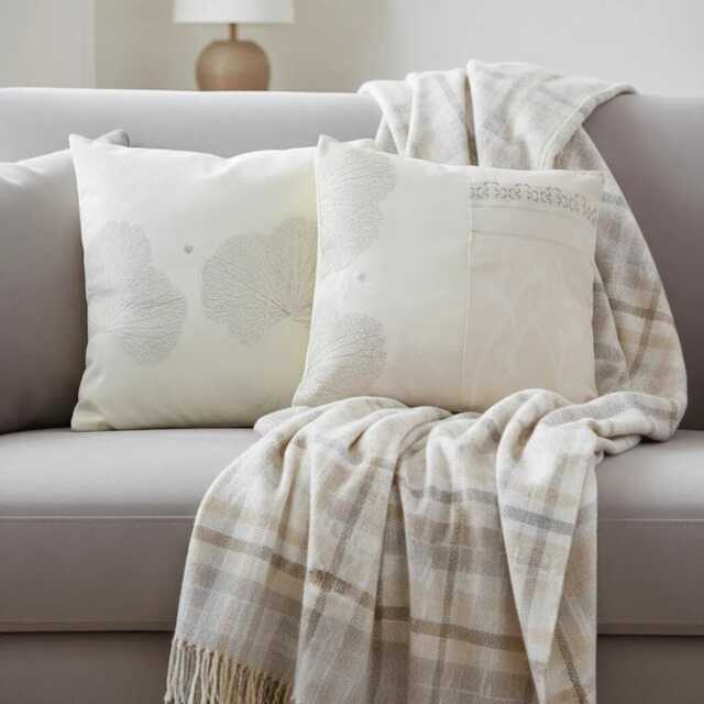 Clearance Cushion Cover Ivory With Gold Thread Brocaded On Satin - image 1