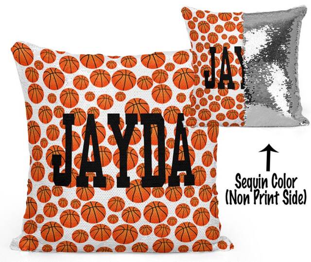 Personalized Basketball Mermaid Sequin Flip Pillow, Customized Basketball Pillow Great For Team Gifts & Birthdays - image 1
