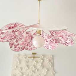 Handmade Toile De Jouy Flower Chandelier - 70S Style Petal Lamp - thumbnail 3