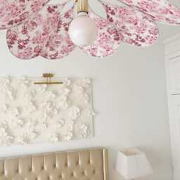 Handmade Toile De Jouy Flower Chandelier - 70S Style Petal Lamp - thumbnail 2