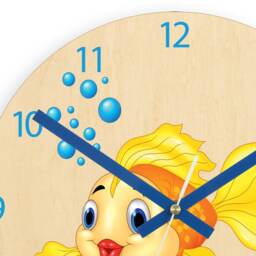 Kids Wall Clock - Gold Fish With Personalizen Name, Wood Clock, Large Clock Childrens Room Wall Art Woodland - thumbnail 2