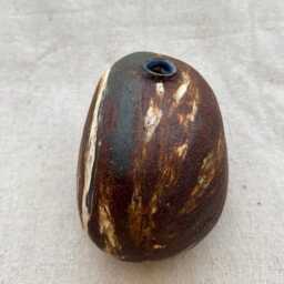 Agateware Ceramic Rock Vase. Handmade Nature Inspired Earthy Pottery. Brown & White Color - thumbnail 3