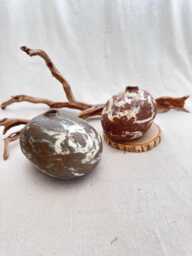 Agateware Ceramic Rock Vase. Handmade Nature Inspired Earthy Pottery. Brown & White Color - thumbnail 1