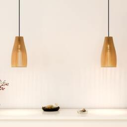 Ena Wooden Pendant Light, Wood Lamp, Spot Lampshade - thumbnail 3