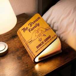 Personalized Family Hands Book Lamp, Wood Folding Custom Of Five Home Decor, Bond Reading Lamp - thumbnail 1