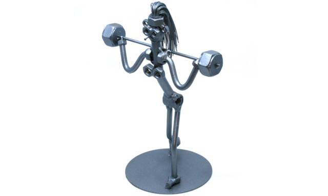 Body Builder Woman Trainer Gift, Handmade Nuts & Bolts Sculpture, Woman Body Machine, Powerlifting Fitness Gym Workout Trainer - image 1