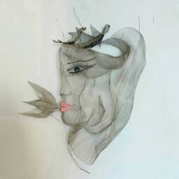 Spring Kiss Woman & Birds Wall Art Gift For Her Wire Mesh Ooak Metal Sculpture Hanging Decor - thumbnail 3