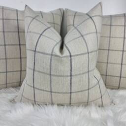 Prestigious Textiles Brodie Fabric Cushion Cover Pebble Beige Highland Collection Traditional Classic Timeless Check Modern Cosy Sofa Bed - thumbnail 1