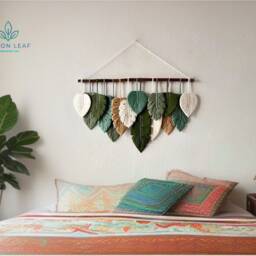 Large Macrame Leaf Wall Art Boho Home Decor Tapestry - thumbnail 2