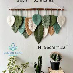 Large Macrame Leaf Wall Art Boho Home Decor Tapestry - thumbnail 3
