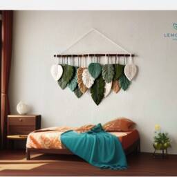 Large Macrame Leaf Wall Art Boho Home Decor Tapestry - thumbnail 4