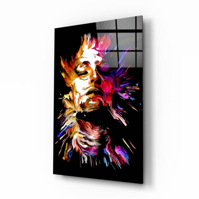 Tempered Glass Colourful Woman Wall Art-Wall DecorGlass Printing-Fantasy Hangings-Abstract Face Art Gifts For Him - image 1