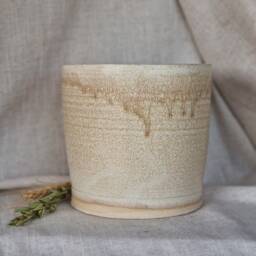 Cream Ceramic Planter, Handmade Glazed Pot, Speckled Plant Large Beige Vessel, Unique British Gift, Handcrafted Pots - thumbnail 4