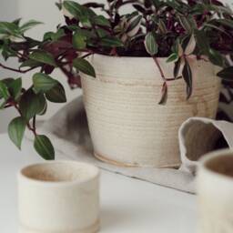 Cream Ceramic Planter, Handmade Glazed Pot, Speckled Plant Large Beige Vessel, Unique British Gift, Handcrafted Pots - thumbnail 3