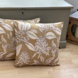 Floral Throw Pillow Cover Ochre Beige Botanical Cushion Sham - thumbnail 3
