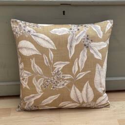 Floral Throw Pillow Cover Ochre Beige Botanical Cushion Sham - thumbnail 2