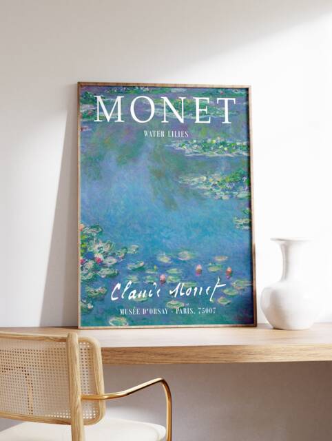 Monet Exhibition Poster, Water Lilies, Claude Art Print, Gallery Quality Art, Floral Decor, Wall A1/A2/A3/A4 - image 1