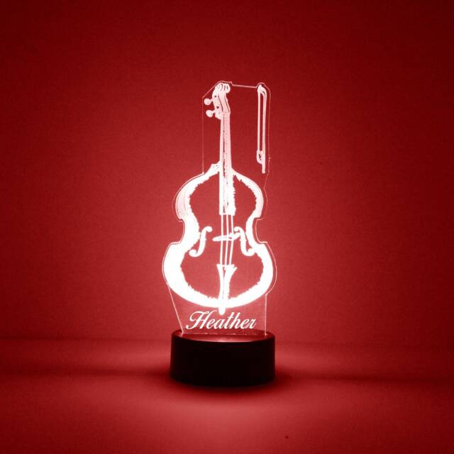Acrylic Light Up Cello, Custom Engraved Night Light, Personalized Free, 16 Color Options With Remote Control, Musician Gift - image 1