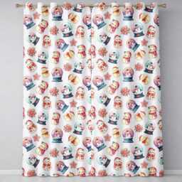 Snowman Snow Globe Poinsettia Winter Christmas On Cream Background Seamless Readymade Eyelet Ring Top Thermal 100% Blackout Curtains - thumbnail 2