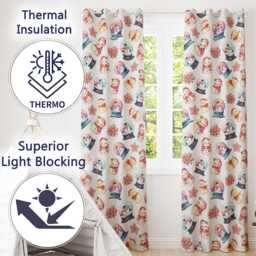 Snowman Snow Globe Poinsettia Winter Christmas On Cream Background Seamless Readymade Eyelet Ring Top Thermal 100% Blackout Curtains - thumbnail 3
