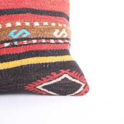 Kilim Lumbar Pillow Cover 12x24 Turkish Woven Cushion - thumbnail 2