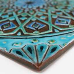 Ceramic Tile With Moroccan Design, Outdoor Wall Art, Home Decor, Hanging, Spanish #4 30cm Turquoise - thumbnail 2